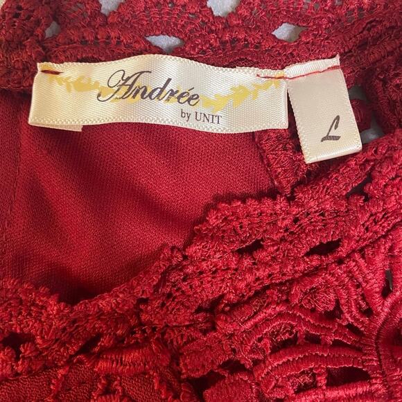 Andree By Unit Red Boho Lacy dress style#91256 - Picture 4 of 5